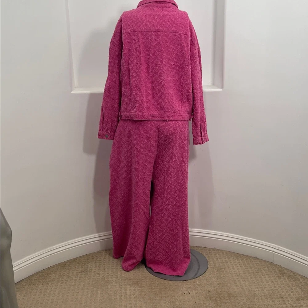 CIDER Pink Jacquard Denim Jacket & Pants Set Size 3XL NWT